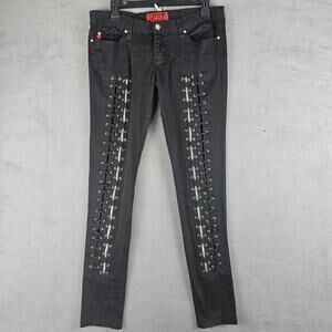 Tripp NYC Black Lace Up Zipper Skinny Pants Goth Punk Y2K Style